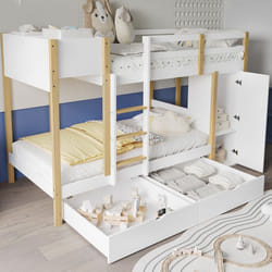 Lit superposé enfant - Merax - 90x200cm - Échelle 3 marches - 2 tiroirs - Bois massif