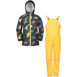 Mountain Warehouse - Ensemble veste et pantalon imperméables RAINDROP - Enfant (Bleu / Jaune / Orange)
