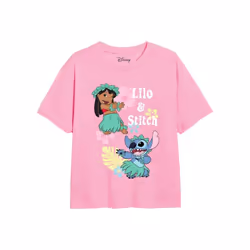 Lilo & Stitch - T-shirt HULA - Fille (Rose clair)