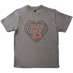 The Beatles - T-shirt ALL YOU NEED IS LOVE - Adulte (Gris)