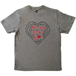 The Beatles - T-shirt ALL YOU NEED IS LOVE - Adulte (Gris)