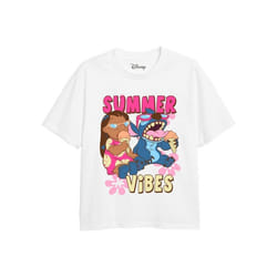 Lilo & Stitch - T-shirt SUMMER VIBES - Fille (Blanc / Rose)