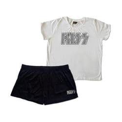 Kiss - Ensemble de pyjama court - Femme (Blanc / Noir)