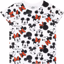 Disney - T-shirt - Fille (Blanc / Noir / Rouge)