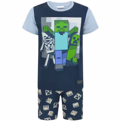 Minecraft - Ensemble de pyjama court UNDEAD - Garçon (Bleu)