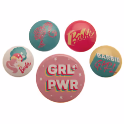 Barbie - Ensemble de badges (Rose / Bleu / Blanc)