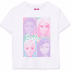 Barbie - T-shirt - Fille (Blanc / Rose / Violet)