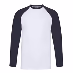 Fruit of the Loom - T-shirt - Adulte (Blanc / Bleu marine foncé)