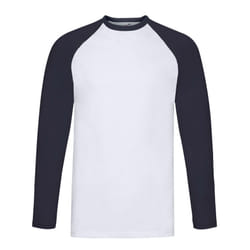 Fruit of the Loom - T-shirt - Adulte (Blanc / Bleu marine foncé)