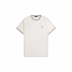 T-Shirt - FRED PERRY - FP À Double Pointe - Beige - Manches Courtes - Coton