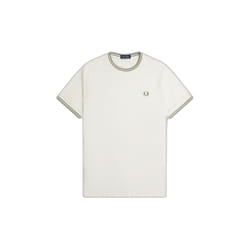 T-Shirt - FRED PERRY - FP À Double Pointe - Beige - Manches Courtes - Coton