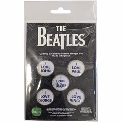The Beatles - Badge LOVE (Blanc / Bleu)