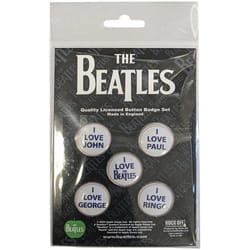 The Beatles - Badge LOVE (Blanc / Bleu)