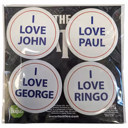 The Beatles - Badge LOVE (Blanc / Bleu / Rouge)