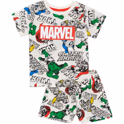 Marvel - Ensemble de pyjama court - Garçon (Blanc / Multicolore)
