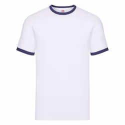 Fruit of the Loom - T-shirt - Homme (Blanc / Bleu marine)
