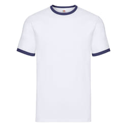 Fruit of the Loom - T-shirt - Homme (Blanc / Bleu marine)
