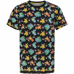 Pokemon - T-shirt STARTERS - Garçon (Noir)