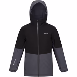 Regatta - Veste imperméable HIGHTON - Enfant (Noir / Gris phoque)