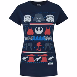 Star Wars - T-shirt de Noël côté obscur - Femme (Bleu)