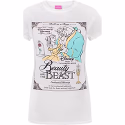 Disney - T-shirt La Belle et la Bête poster ´Beauty and the Beast´ - Femme (Blanc)