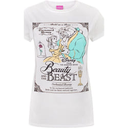 Disney - T-shirt La Belle et la Bête poster ´Beauty and the Beast´ - Femme (Blanc)