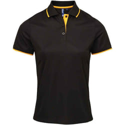 Premier - Polo COOLCHECKER - Femme (Noir / Tournesol)