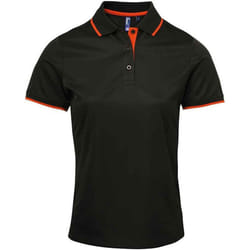 Premier - Polo COOLCHECKER - Femme (Noir / Orange)