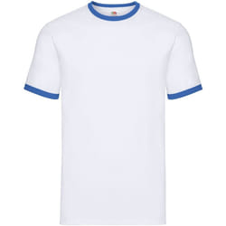 Fruit of the Loom - T-shirt - Adulte (Blanc / Bleu roi)