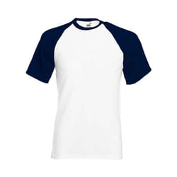Fruit of the Loom - T-shirt - Adulte (Blanc / Bleu marine foncé)