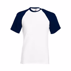 Fruit of the Loom - T-shirt - Adulte (Blanc / Bleu marine foncé)