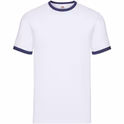Fruit of the Loom - T-shirt - Adulte (Blanc / Bleu marine)