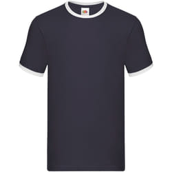 Fruit of the Loom - T-shirt - Adulte (Bleu marine / Blanc)