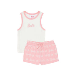 Barbie - Ensemble de pyjama court - Femme (Rose / Blanc)