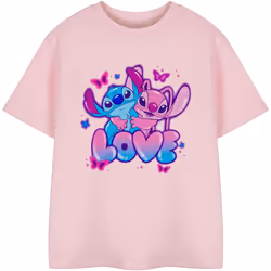 Lilo & Stitch - T-shirt LOVE - Fille (Rose)