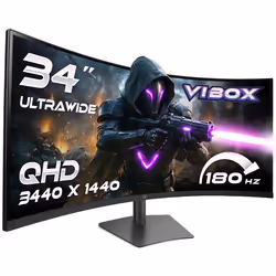 Vibox 24 Pouces 180Hz UWQHD Incurvé Ultra-large Écran Gamer Incurvé - 1ms Adaptive Sync Dalle VA HDMI & DisplayPort