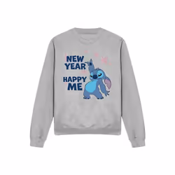 Lilo & Stitch - Sweat NEW YEAR, HAPPY ME - Adulte (Gris chiné)