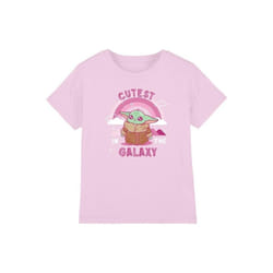 Star Wars: The Mandalorian - T-shirt CUTEST IN THE GALAXY - Enfant (Rose)