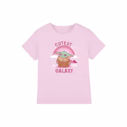 Star Wars: The Mandalorian - T-shirt CUTEST IN THE GALAXY - Enfant (Rose)
