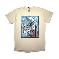 Star Wars - T-shirt THE MANDALORIAN HOLDING GROGU - Adulte (Blanc)