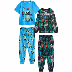 Minecraft - Ensemble de pyjama long - Garçon (Bleu / Noir / Vert)