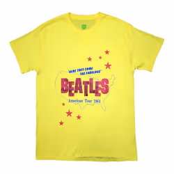 The Beatles - T-shirt AMERICAN TOUR '64 - Adulte (Jaune)