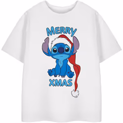 Lilo & Stitch - T-shirt MERRY XMAS - Fille (Blanc)
