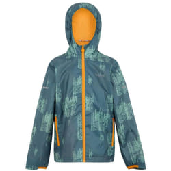 Regatta - Veste imperméable LEVER - Enfant (Gris orageux / Glacier / Jaune orangé vif)