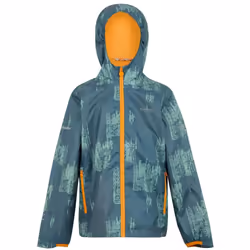 Regatta - Veste imperméable LEVER - Enfant (Gris orageux / Glacier / Jaune orangé vif)