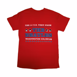 The Beatles - T-shirt WASHINGTON ´64 STARS SETLIST - Adulte (Rouge / Bleu / Blanc)