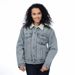 Levis - Veste camionneur EX-BOYFRIEND - Femme (Bleu denim)