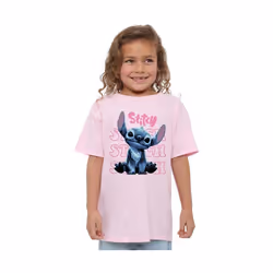 Lilo & Stitch - T-shirt CUTE AS CAN BE - Fille (Rose clair) - 7/8 ans