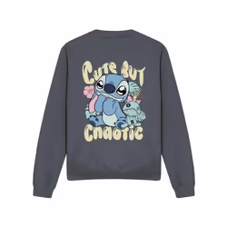 Lilo & Stitch - Sweat CUTE BUT CHAOTIC - Adulte (Charbon) - M
