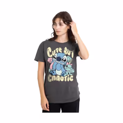 Lilo & Stitch - T-shirt CUTE BUT CHAOTIC - Femme (Charbon) - XXL